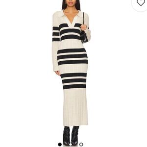 NEW Sancia Lourdes Knit Dress in Almond Noir Beige Black Size Medium NWT